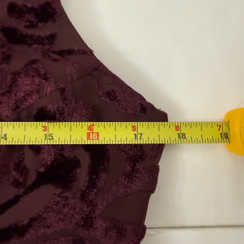 VTG Scott McClintock Velvet Maxi Dress Formal Gown 10 Maroon Floral Whimsygoth - Picture 12 of 14